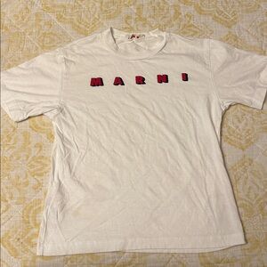 Marni White Fabric with Red Text